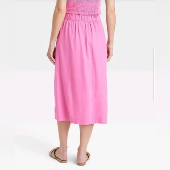 Women's Linen Wrap A-Line Skirt - A New Day Pink L - Picture 3 of 9